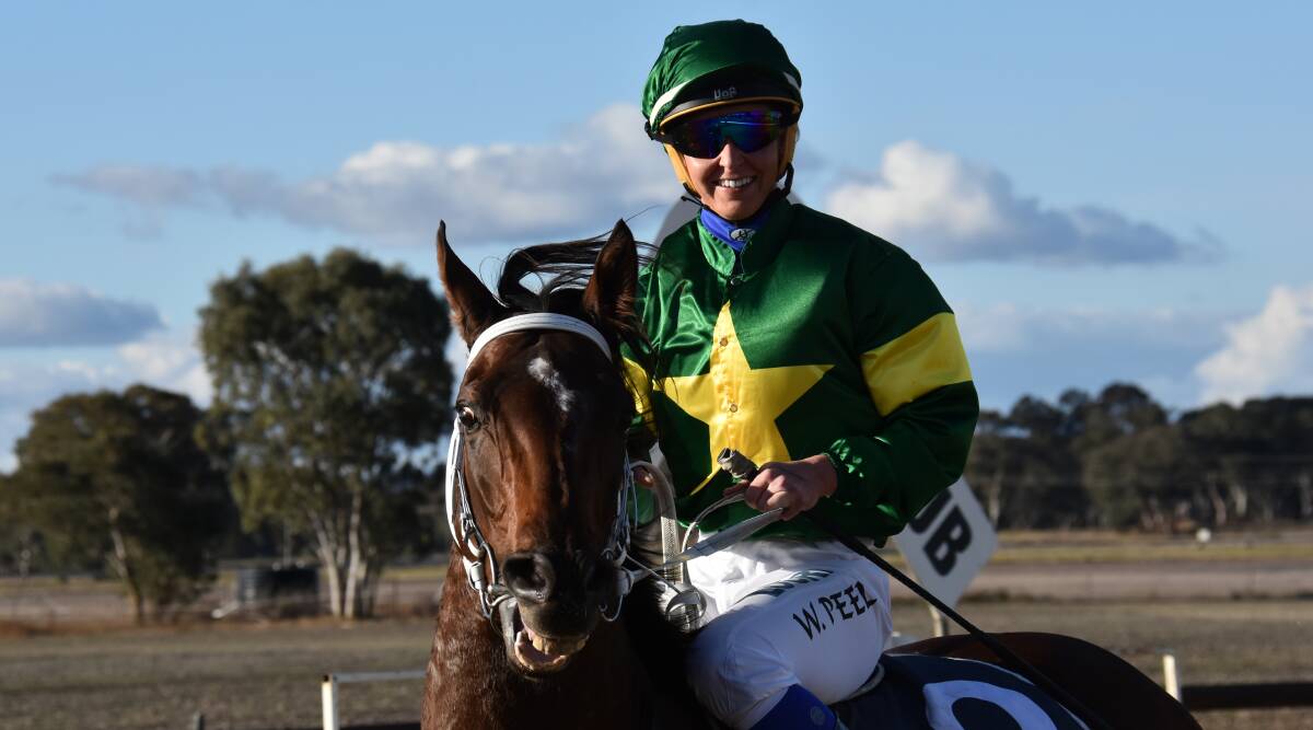 ALL SMILES: Wendy Peel returns to the yard with Mr Pumblechook after winning Sunday's Gulgong Cup. Photo: JAY-ANNA MOBBS