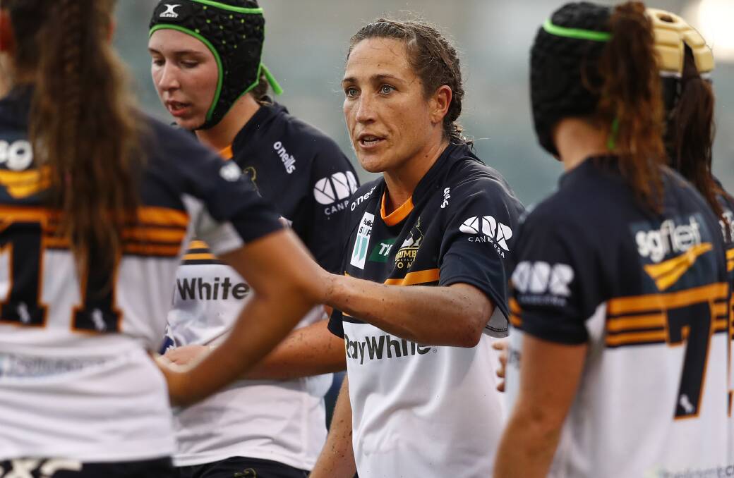 ORDERS: Narromine star and Brumbies captain Bec Smyth talks to her players during Saturday's clash with the Waratahs. Picture: Keegan Carroll