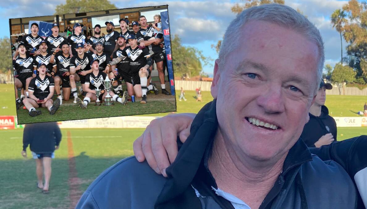Cameron Greenhalgh has confirmed he won't continue on as Forbes Magpies coach after the side to the 2022 Peter McDonald Premiership title (inset).