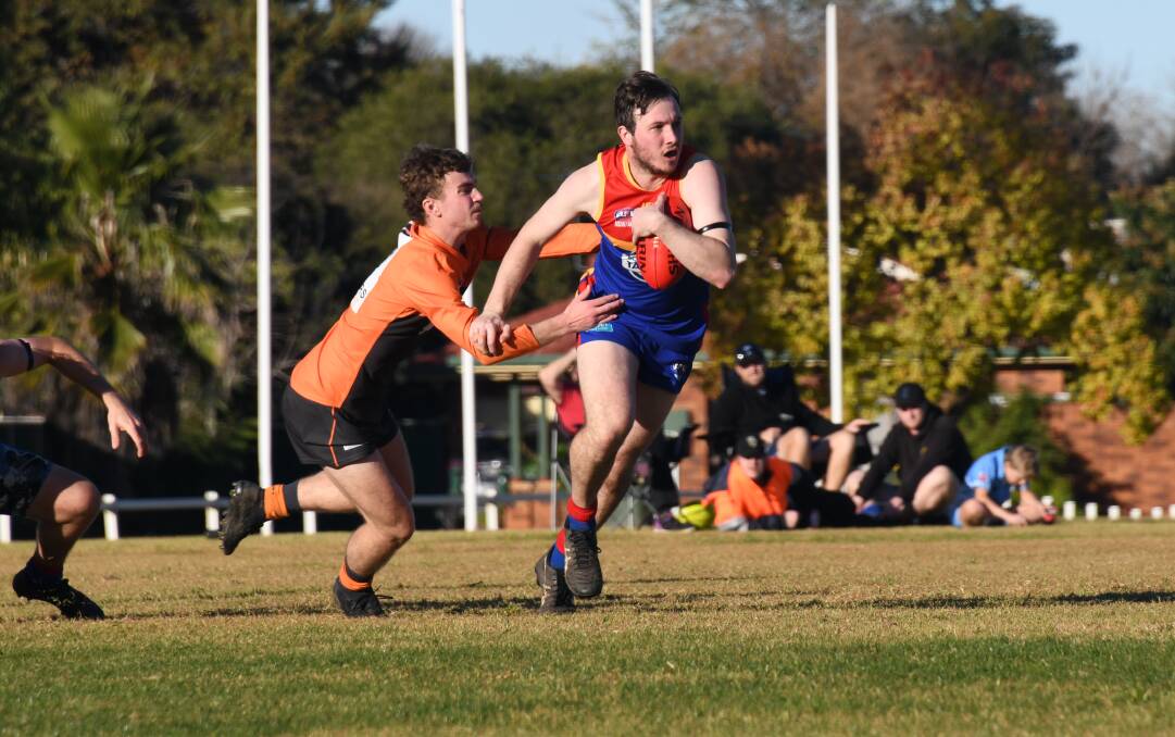 Isaac Heath, pictured against the Bathurst Giants earlier this month, booted four goals on Saturday as the Dubbo Demons defeated Orange. Picture: Amy McIntyre