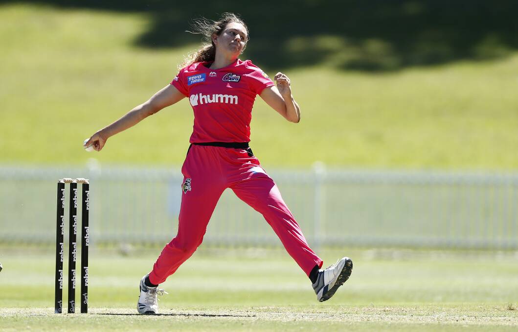 MILESTONE: Emma Hughes in action during her debut for the Sydney Sixers in November. Photo: GETTY IMAGES via SYDNEY SIXERS