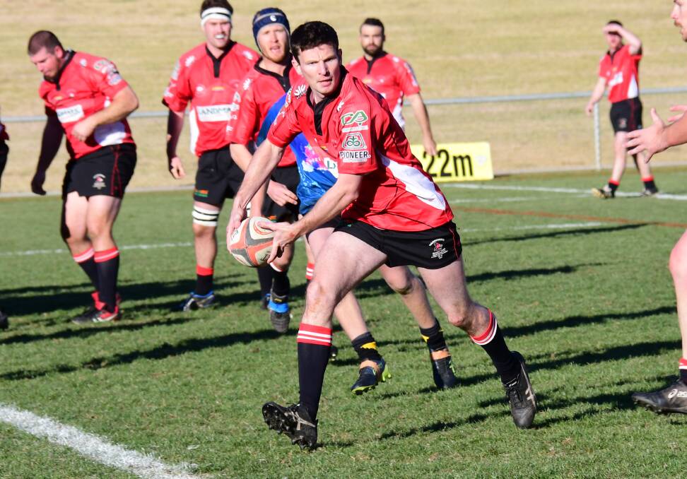 BUILD IT UP: Narromine flyhalf George Hancock will wait until the right moment before spreading the ball wide on Saturday. Photo: AMY McINTYRE