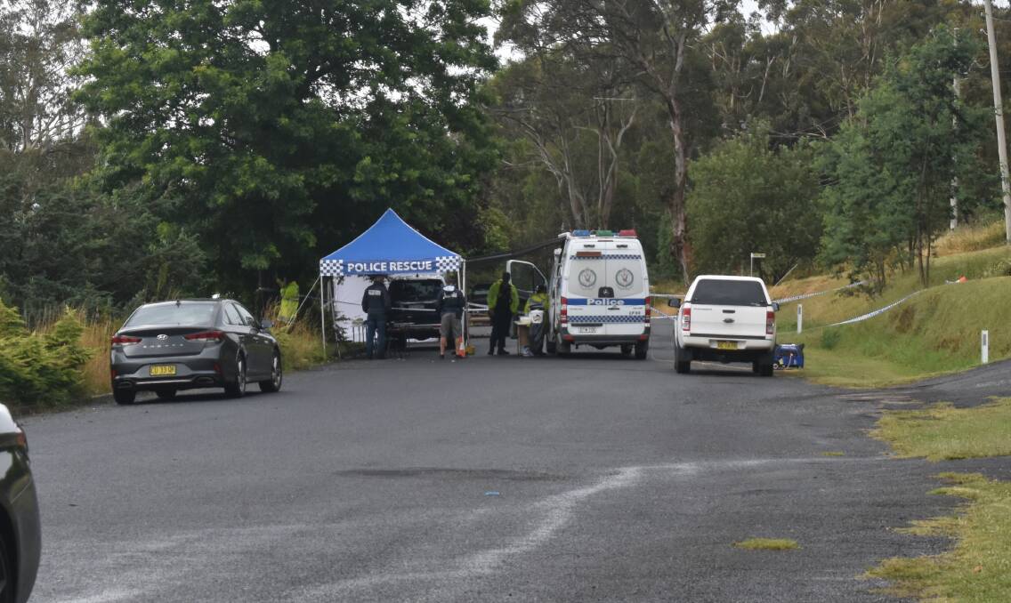 A firearm was seized for further examination at the Oberon scene. Picture by Peter Bowditch