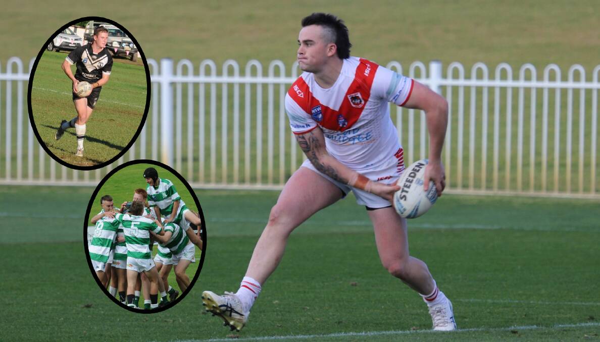 Pacey Stockton and the Mudgee Dragons headlined a good weekend for Group 10 sides while (insets from top) Nick Greenhalgh and the Dubbo CYMS under 18s are enjoying strong season. Main picture: Petesib's Photography