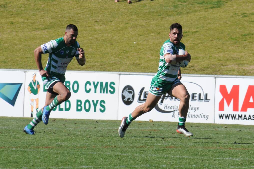 HERE WE GO: Josh Toole on his way to the tryline during last weekend's win over Wentworthville. Photo: NICK GUTHRIE