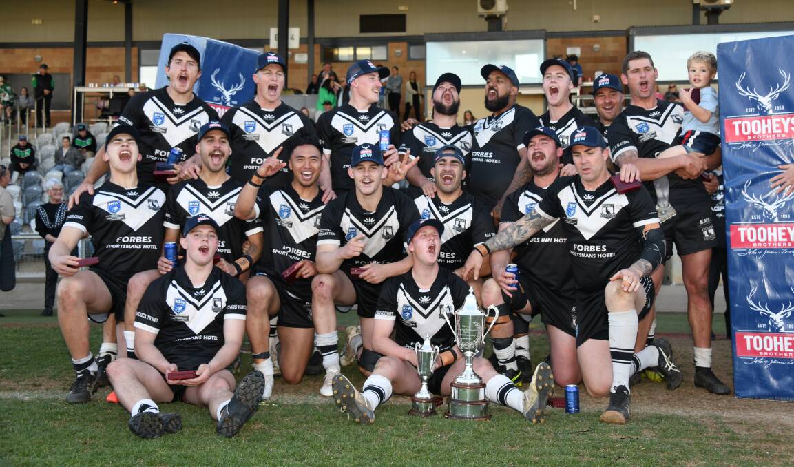 The Forbes Magpies celebrate their 2022 grand final win. Picture by Amy McIntyre