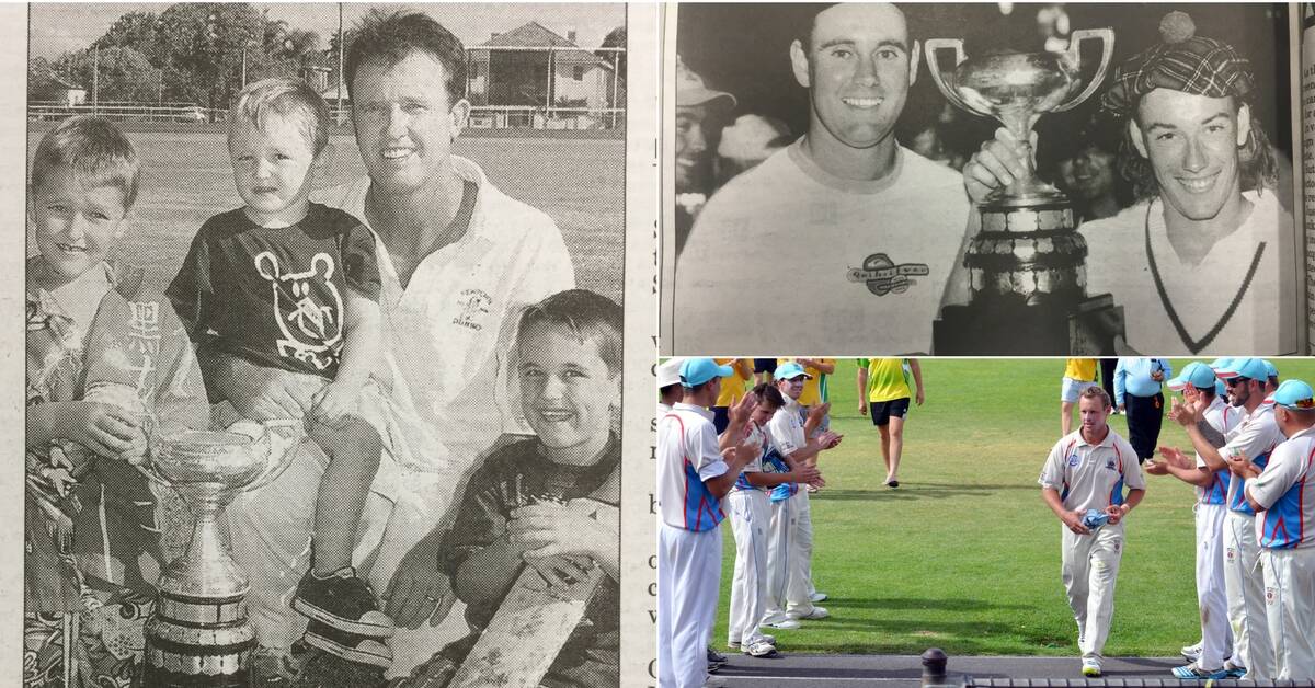 GREATS: (clockwise from left) Michael Kempston with his sons after a grand final century, Andrew Zell and Jarrod Simpson with the RSL-Whitney Cup and Jordan Moran is clapped off on Sunday.