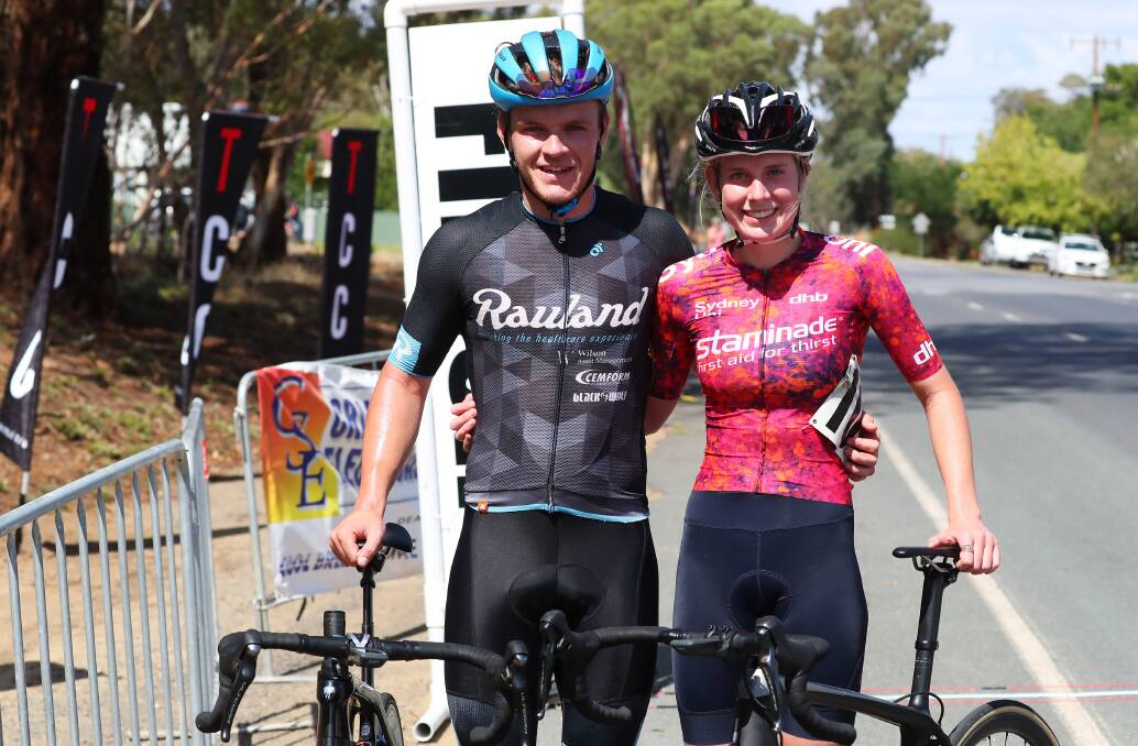 TWO GOOD: Dubbo's Kurt Eather and Haylee Fuller after winning Sunday's men's and women's races. Photo: EMMA HILLIER