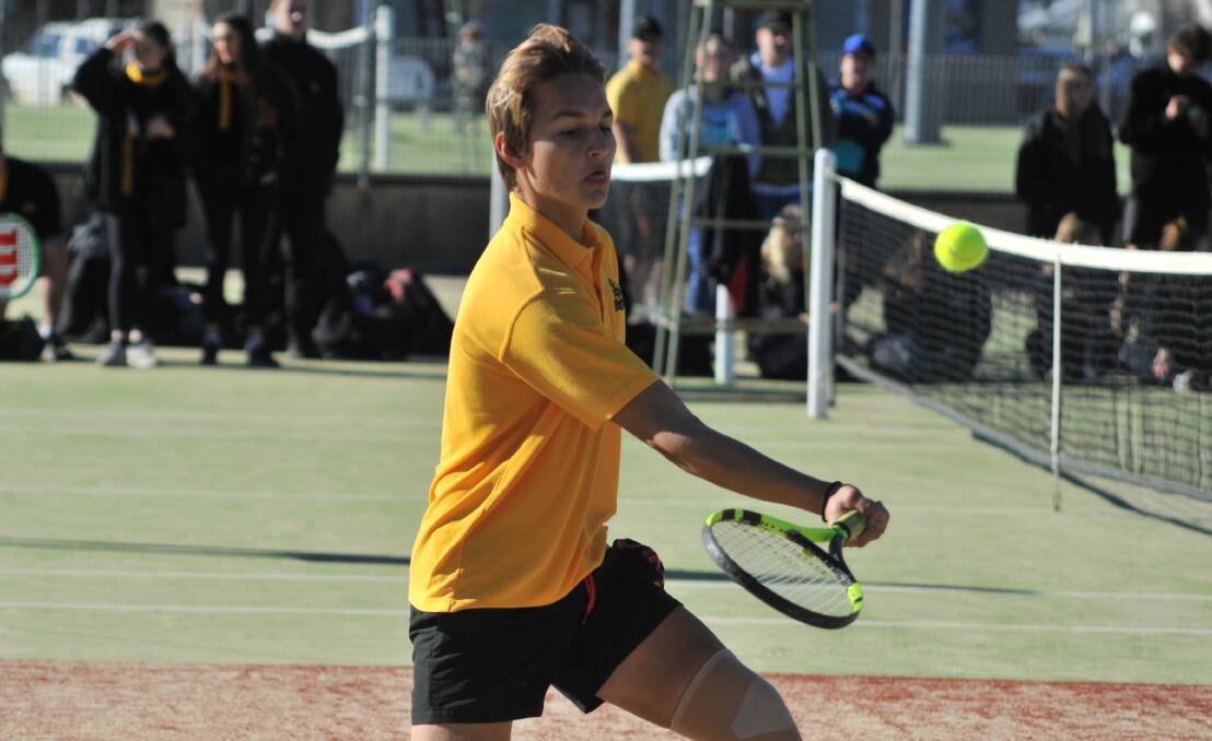 MAKING A RACQUET: Young gun Aleks Radojicic will be a huge factor in how Orange High's tennis team fares against Bathurst on Thursday morning. Photo: JUDE KEOGH