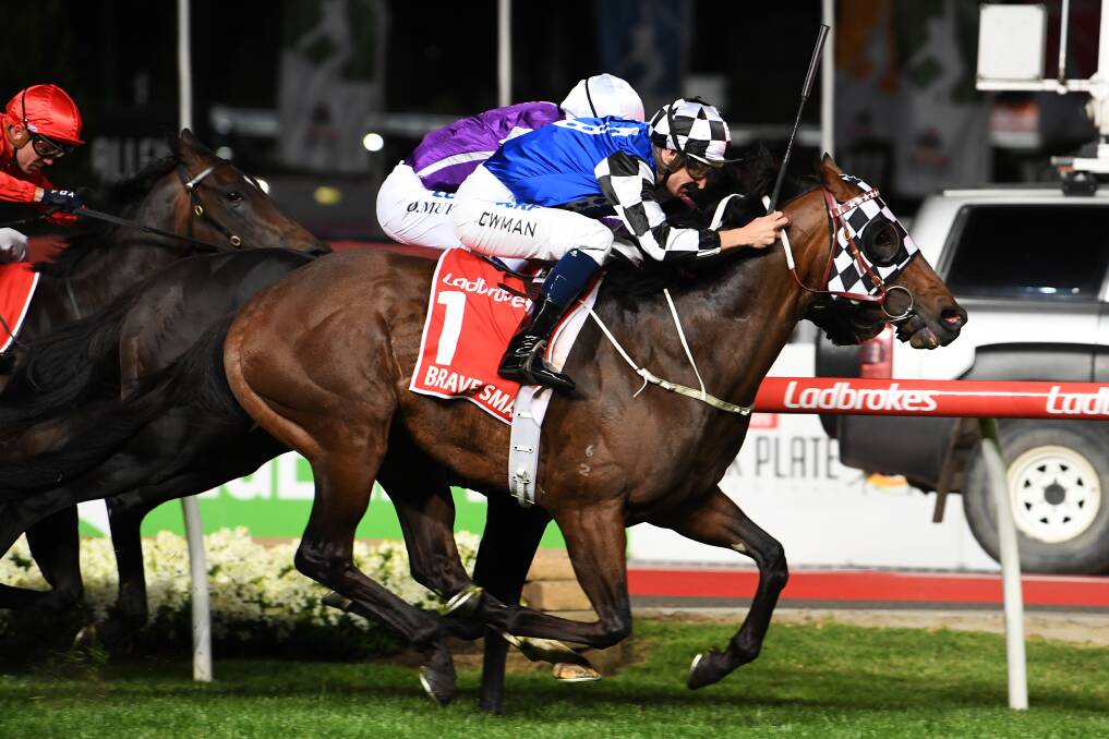 GOING AGAIN: Brave Smash, pictured winning the Manikato Stakes last start, will have to perform without Hugh Bowman in the saddle. Photo: AAP/JAMES ROSS