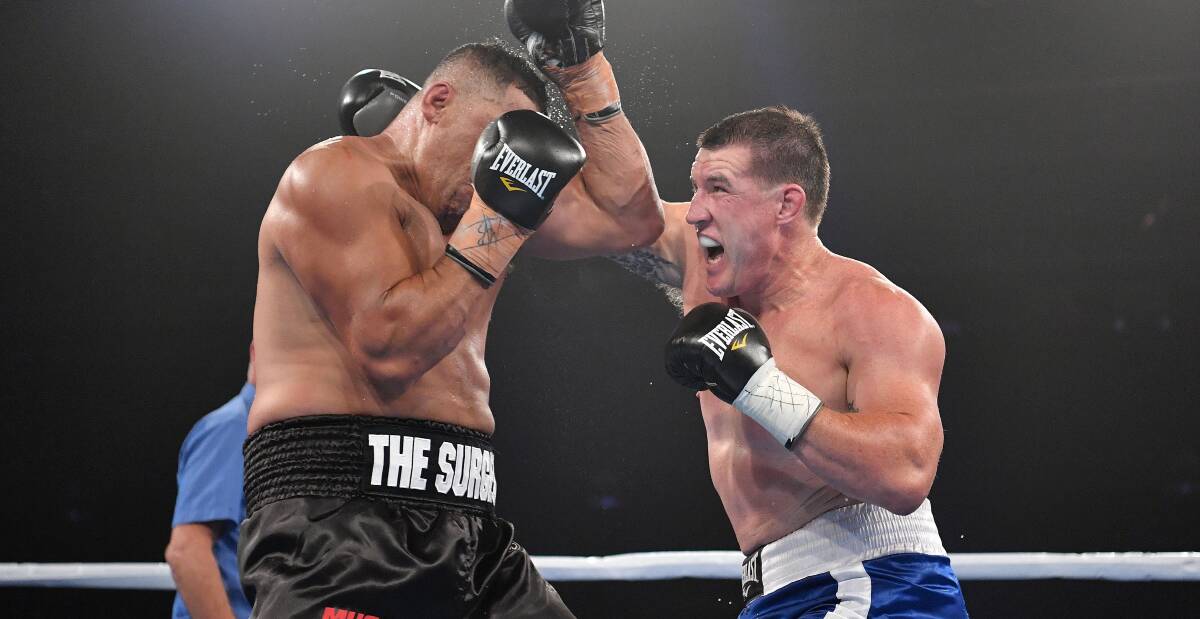 LAUNCH: Paul Gallen (right) will be in action later this year and could fight in Bathurst. Photo: NO LIMIT BOXING