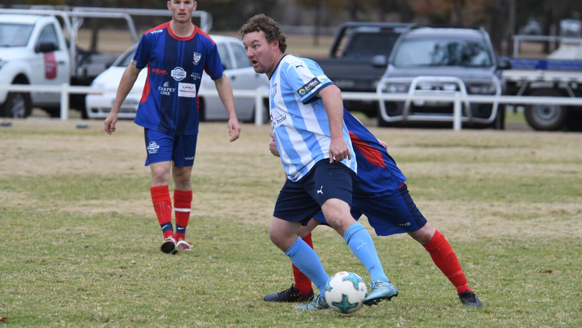 STRIKING GOLD: Leigh Osborne was again among the goals for Macquarie United on the weekend. Photo: AMY McINTYRE