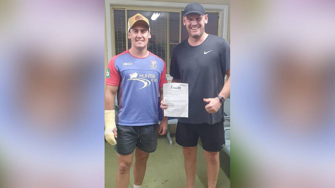 Parkes captain-coach Chad Porter (left) with marquee signing Jack Buchanan. Picture supplied