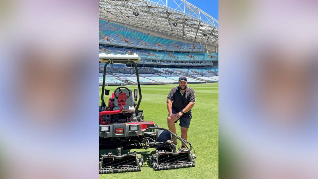 DREAM JOB: Josh Edwards is learning all he can as part of the grounds staff at Stadium Australia. Picture: Supplied