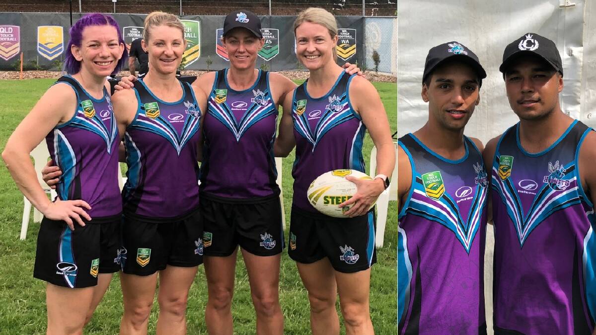 REPRESENT: Dubbo's Hornets' players (from left) Serena Prout, Emma Fitzgerald, Nic Grose, Krystal Laughton and (inset) Harry West and Timothy Boney-Stewart. Photos: CONTRIBUTED