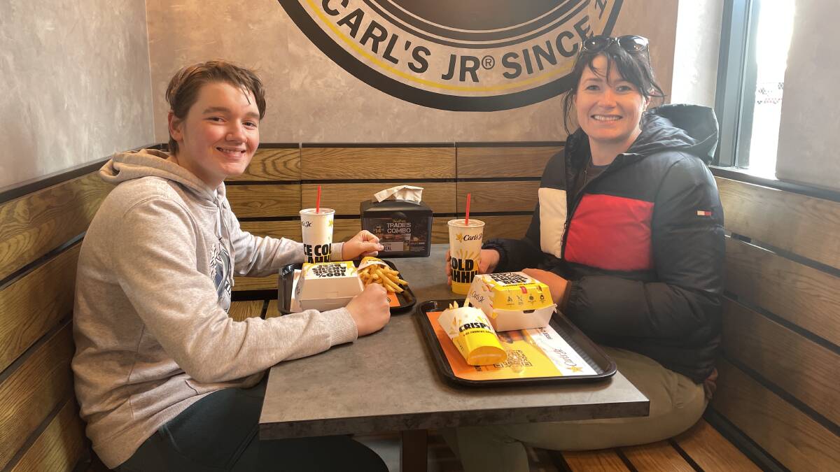 Oscar Maxwell Meade and his mother Naomi Meade were the first customers at Dubbo's newest burger eatery earlier this year. Picture: Bageshri Savyasachi. 