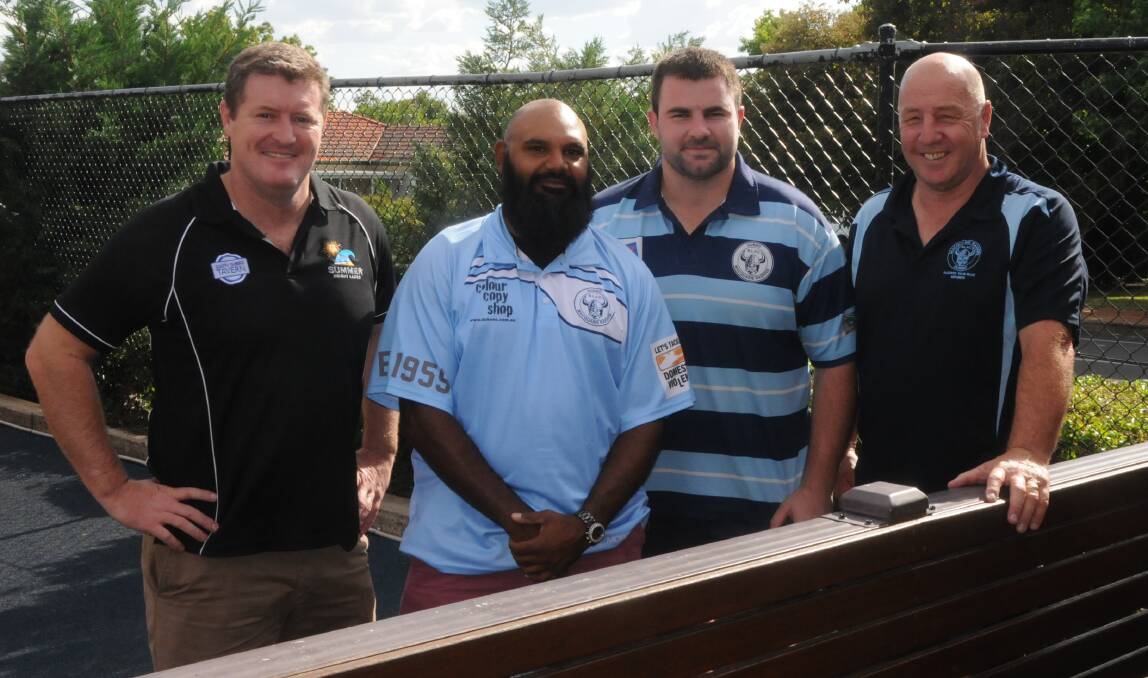 PLANNING A RAID: Dylan Hill (second from right) is the youngest coach in Group 11 this year. Photo: NICK GUTHRIE