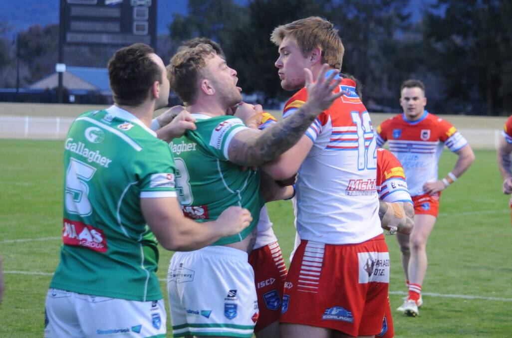 Tensions bubbled over a little late on in Saturday's match at Mudgee. Picture by Nick Guthrie