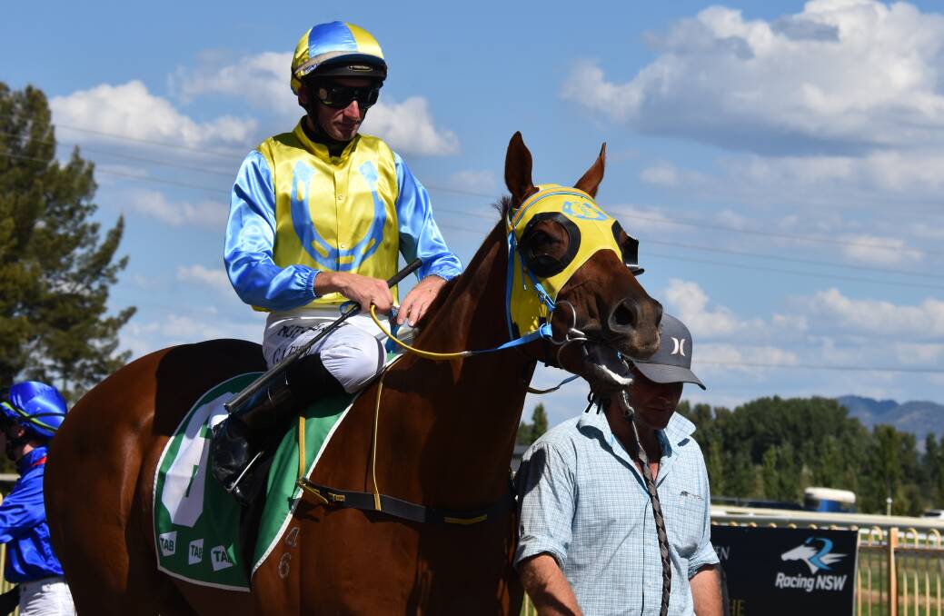 STEPPING UP: Brett Robb and Great Buy at Mudgee last month, where the four-year-old finished fourth. Photo: JAY-ANNA MOBBS