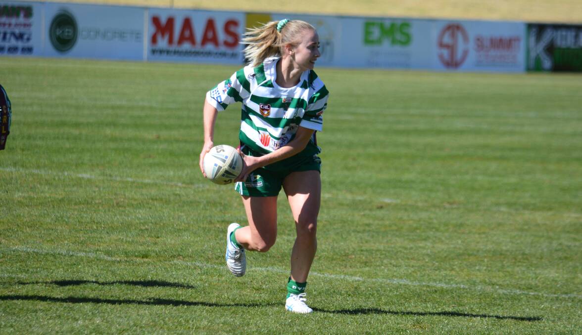 SETTING IT UP: Madi Crowe has been a standout in her first season with Dubbo CYMS, helping them record an unbeaten season up to this point. Photo: NICK GUTHRIE