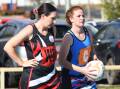 Bronte Doyle (right) of Fusion Heat and Narromine's Jenna Osbourne will do battle in another top-of-the-table clash this weekend. Picture: Amy McIntyre
