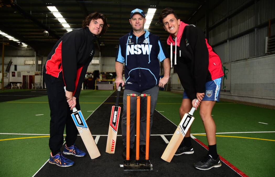 TALENTED TEENS: Brock Larance (left) and Marty Jeffrey, pictured with Cooper Cricket's Trent Hemsworth, are both coming off a huge summers. Photo: BELINDA SOOLE