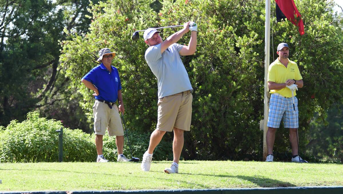 WATCH IT: Wellington's Lewis Stanley on the tee during the latest round of pennants action at Dubbo Golf Club on the weekend. Photo: BELINDA SOOLE