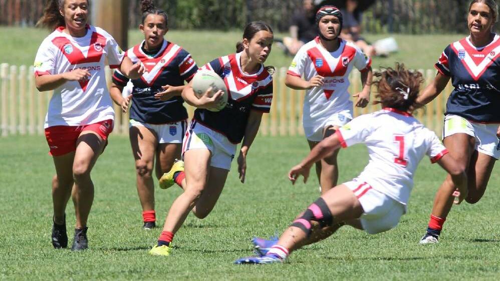Dubbo junior Taneka Todhunter in action for the Roosters' Tarsha Gale Cup squad previously. Picture by Sydney Roosters
