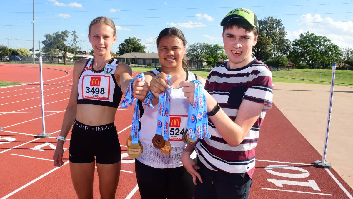RISING STARS: Ella Penman (left), Grace Peters, and Jack Cosier all starred at the recent NSW All Schools championships. Picture: Amy McIntyre