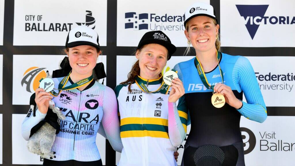 Haylee Fuller (right) won a bronze medal at the Road National Championships earlier this month and now she's riding at the Tour Down Under. Picture supplied