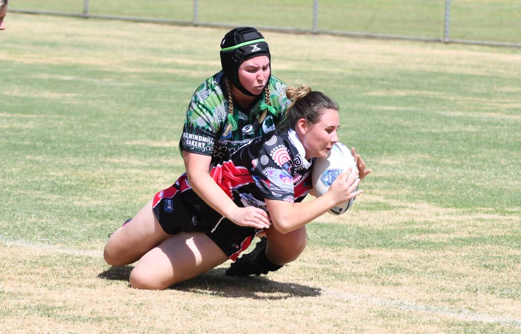 ON THE WAY: Kiara Singh scored one of the Goannas' six tries in Sunday's win. Picture: Amy McIntyre