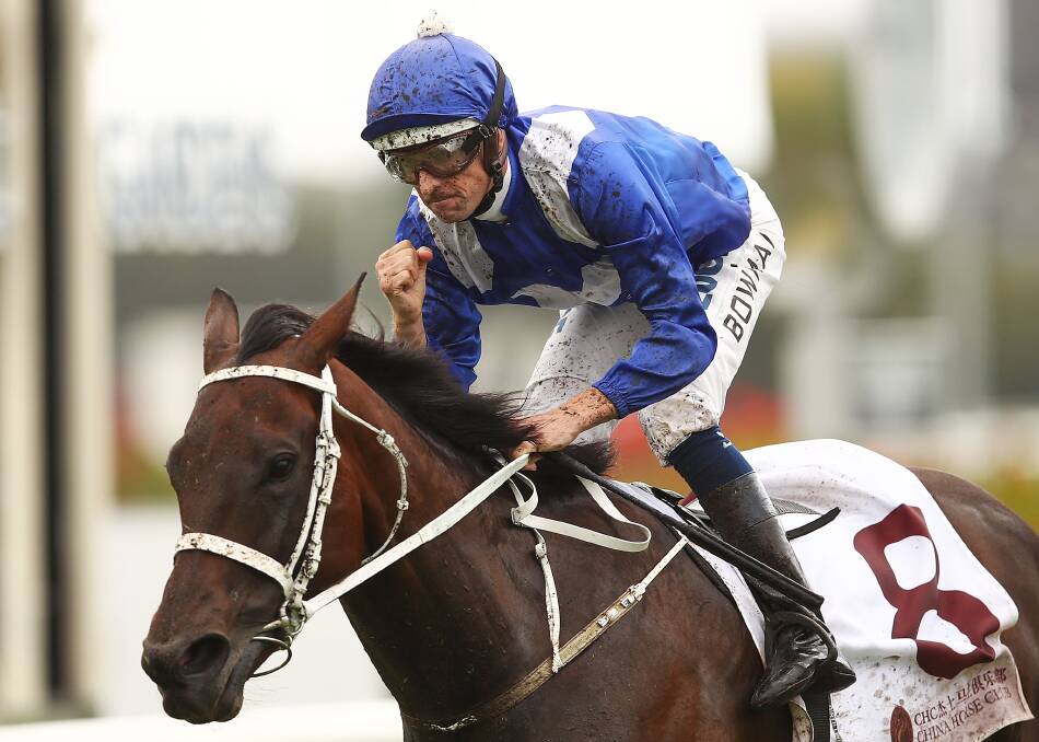 AND ANOTHER ONE: Dunedoo product Hugh Bowman celebrates after guiding Winx to her 16th straight win and 11th Group 1 at Rosehill on Saturday. Photo: GETTY IMAGES