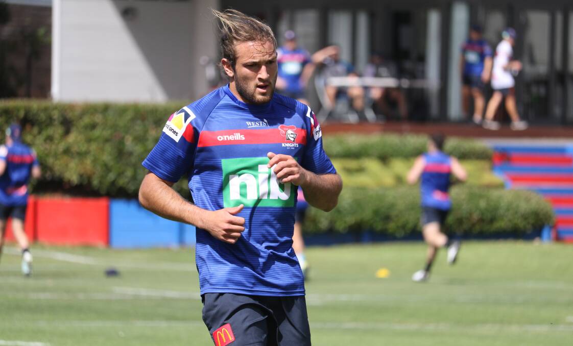 IMPROVEMENT: Bayden Searle has felt the effects of a tough pre-season with the Newcastle Knights' NRL side but it's helping him develop his game. Photo: NEWCASTLE KNIGHTS
