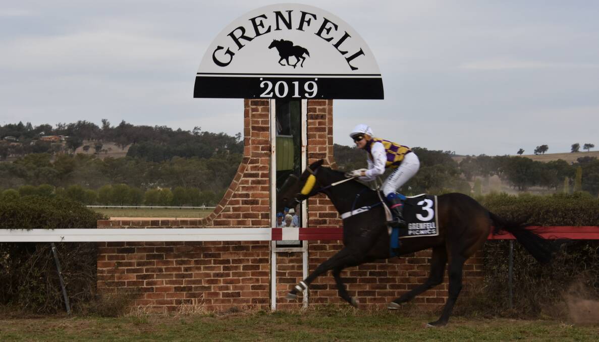 SMART MOVE: Jockey Natasha Baxter won the Grenfell Picnic Cup with Southern Gamble on Saturday. Photo: THE GRENFELL RECORD