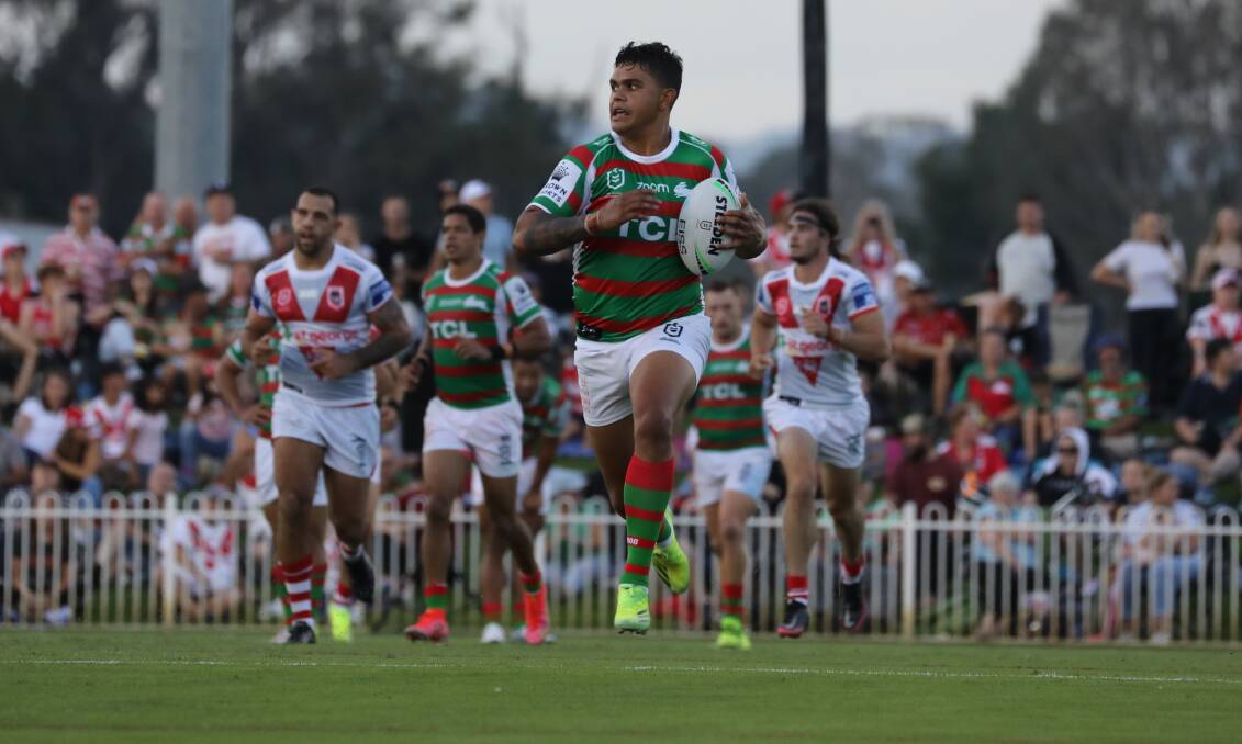 IN THE CLEAR: Latrell Mitchell lit up Saturday night's Charity Shield match at Mudgee. Photo: SIMONE KURTZ