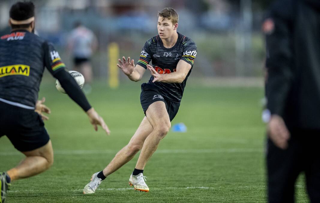 STEPPING UP: Matt Burton training with the Panthers' NRL squad for the first time last week. Photo: NRL PHOTOS