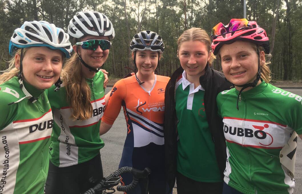TALENT: Makayla Fuller (far left), Georgia Farr, Isabelle Russell, Emily Hines and Imogen Fuller at a wet Hunter tour. Photo: CONTRIBUTED