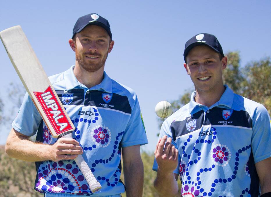 FORM: Ben Patterson (right), pictured with NSW captain Nathan Price, is one of three Dubbo players starring at the National Indigenous Cricket Championships. Photo: CRICKET AUSTRALIA