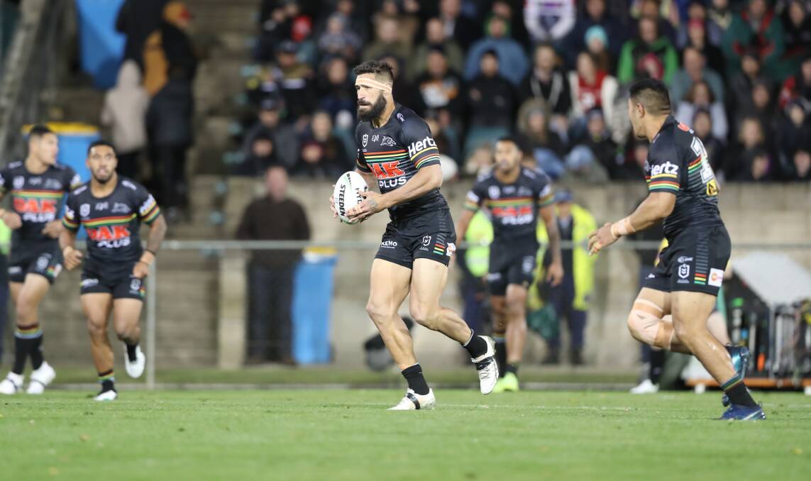 NOT THIS TIME: James Tamou in action for Penrith at Bathurst last year. The Panthers won't feature at Carrington in 2020. Photo: CHRIS SEABROOK