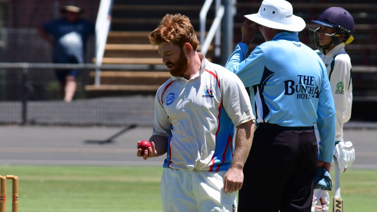 WORK: Adrian Carey picked up the massive wicket of Brock Larance on Saturday but it was his fellow Rugby bowlers Jacob Bruce and Ben Taylor who starred on Saturday. Photo: BELINDA SOOLE