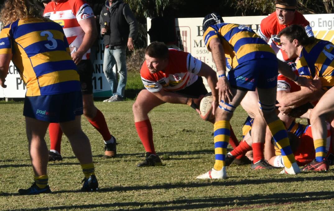 Troy Jeffs and his Cowra Eagles teammates moved back into top spot in the Blowes Clothing Cup on Saturday. Picture: Andrew Fisher