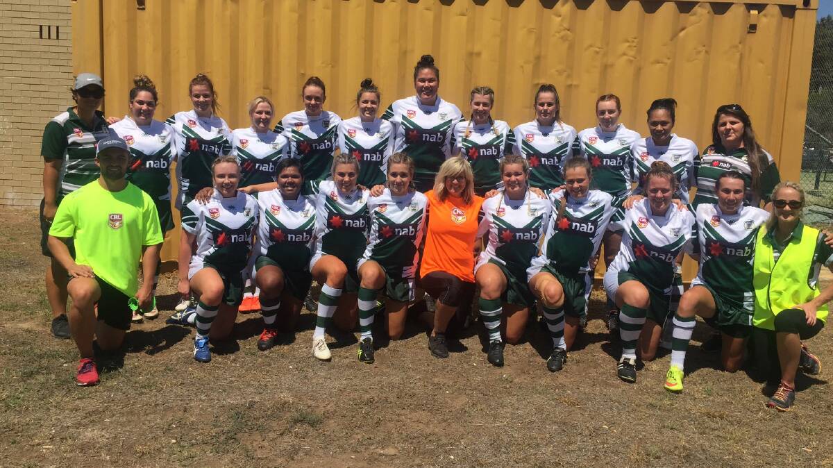 STRENGTH: Jess Skinner (back, far left) Western Rams women during the 2018 Northern Country selection trials, a tournament where their victories turned a number of heads. Photo: WESTERN RAMS
