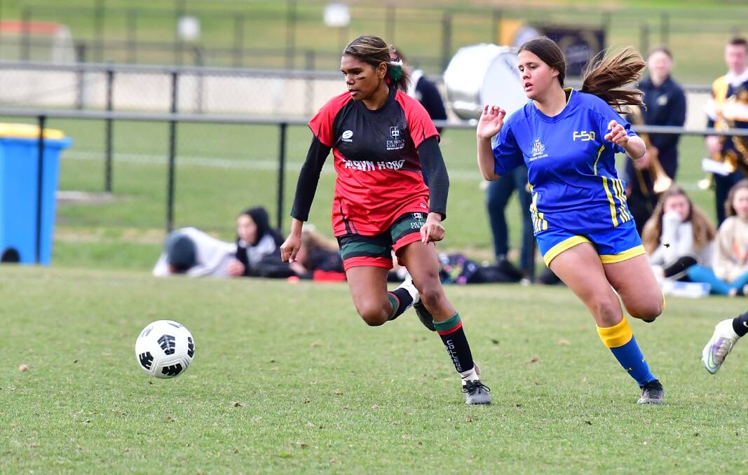 Stevie Boney was part of the Dubbo College girls' soccer side that took on Bathurst in day one of the Astley Cup tie last month. Picture: Alexander Grant