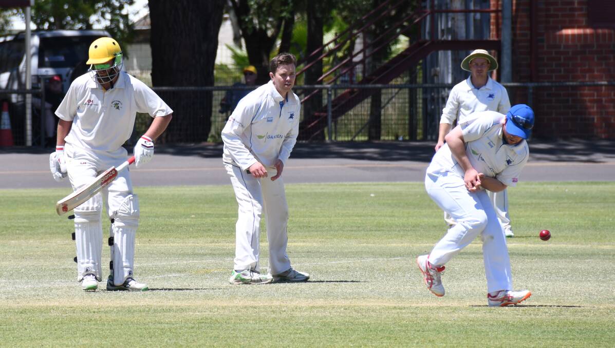 CLOSE CALL: This chance went begging but Dan Medway (centre) and Macquarie still had reason to cheer on Saturday. Photo: AMY McINTYRE