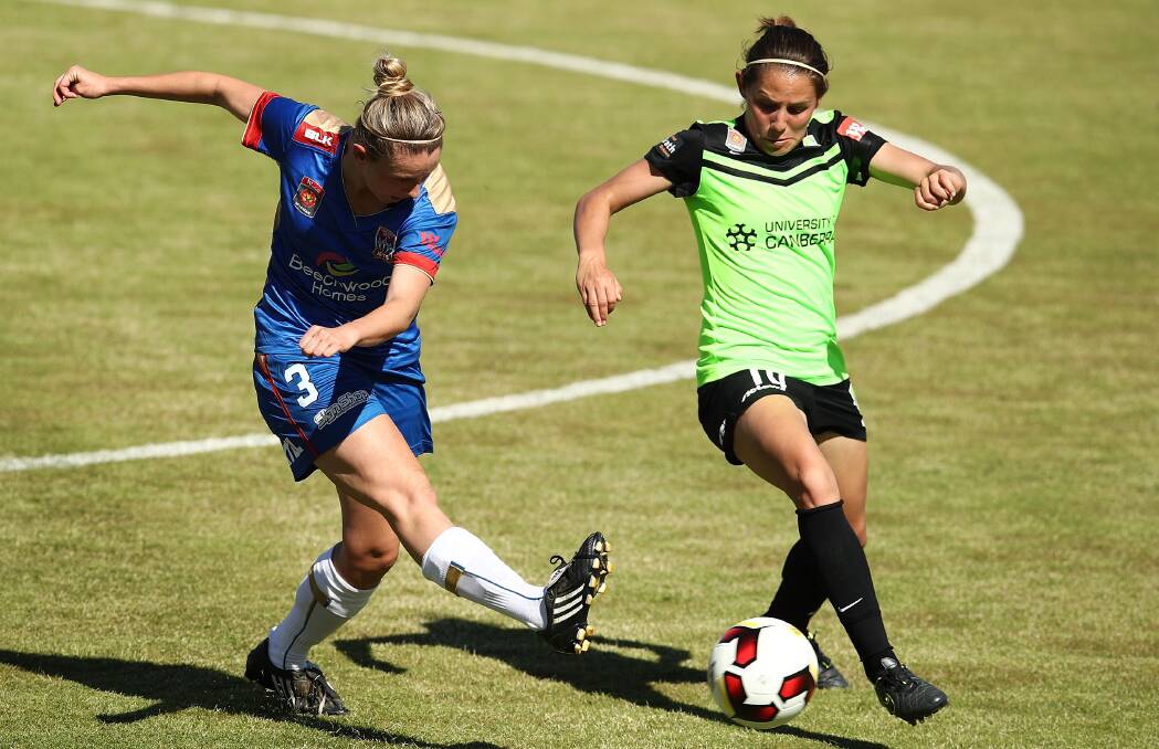 SOLID START: Dubbo's Ash Sykes right) has enjoyed a strong opening to the new W-League season, finding the back of the net and providing assists. Photo: GETTY IMAGES