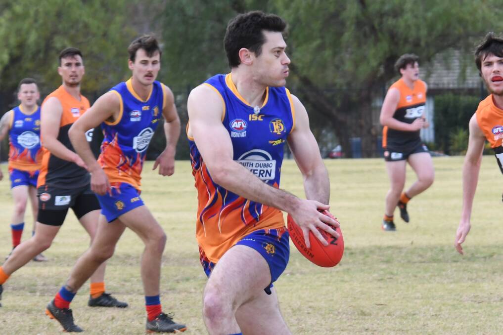 GETTING IT DONE: Bevan Charlton-White, pictured in action late last season, booted 10 goals in Saturday's win over Cowra. Photo: AMY McINTYRE