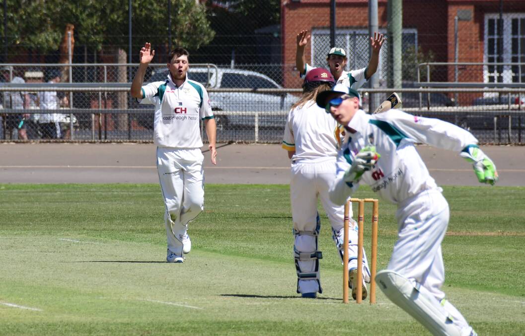 CLOSE: CYMS bowler Bailey Edmunds was among the wickets on Saturday but he also had battles with his front foot. Photo: AMY McINTYRE