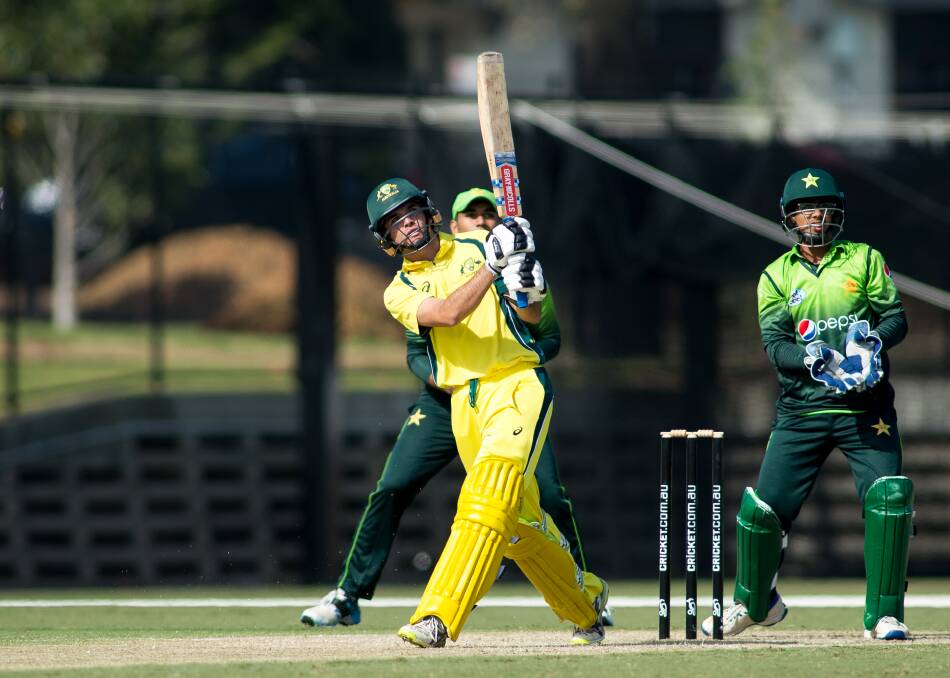 BOY WONDER: Brock Larance in action for the Australian under 16s against Pakistan in 2018. Picture: Cricket Australia