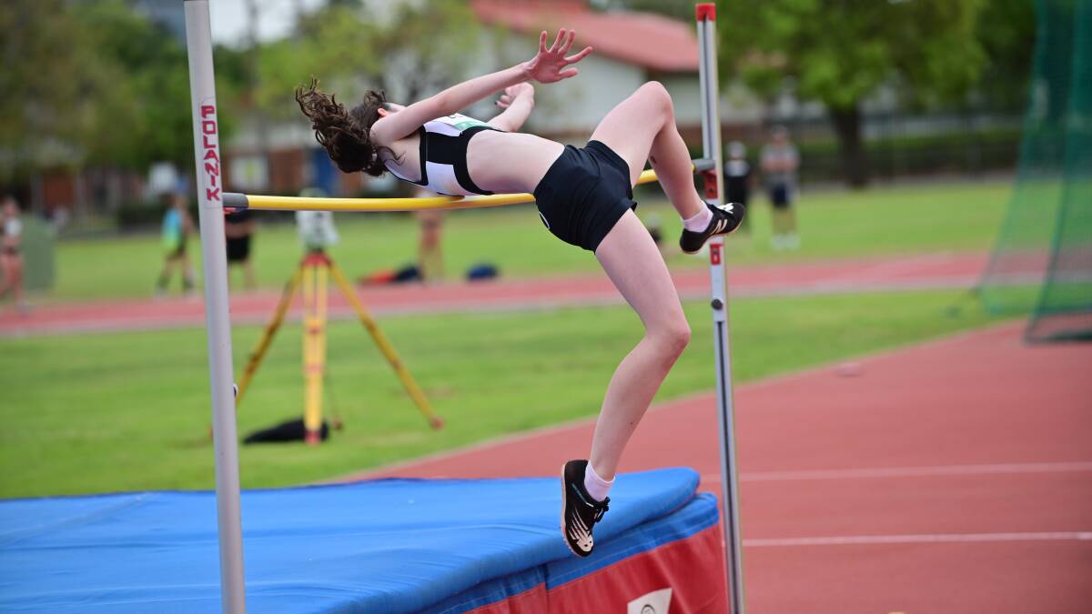 Emily Lousick in action during the high jump at Barden Park on the weekend. Picture by Athletics NSW/James Constantine