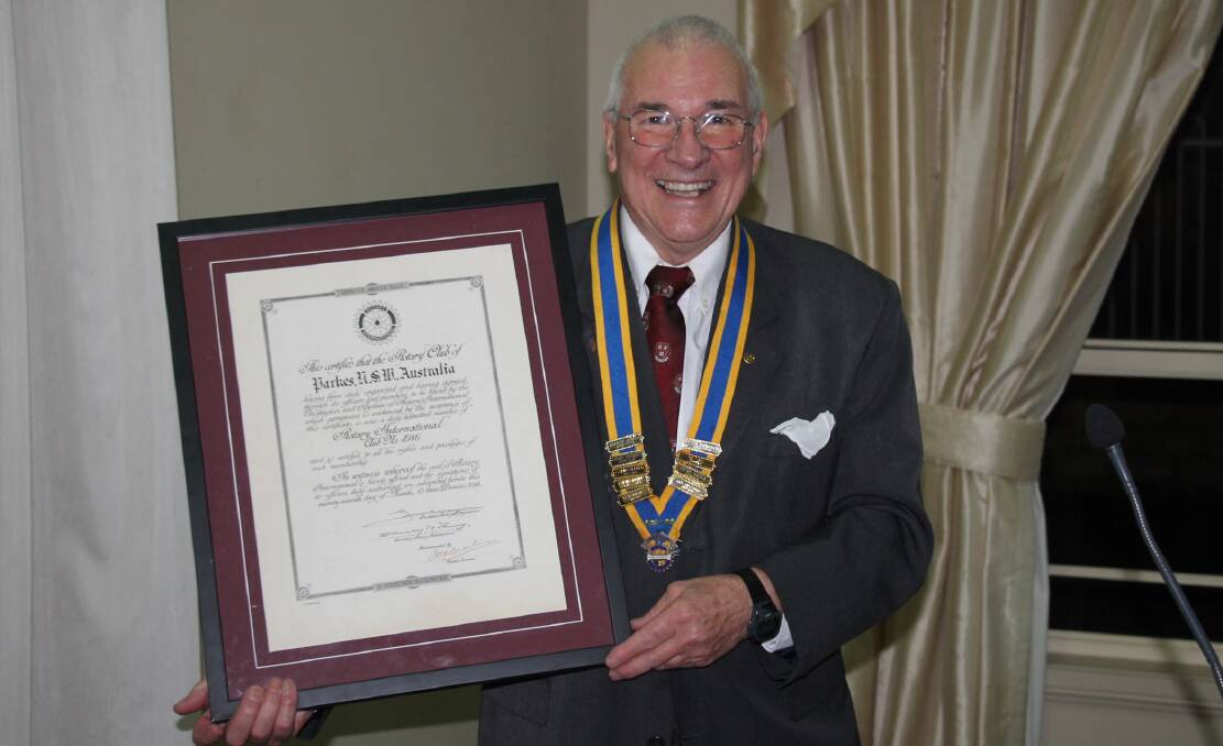 HUGE HONOUR FOR FAMILY: In 2019 Donald Chisholm was appointed Parkes Rotary Club president at the annual Changeover dinner. He has now been named in the Australia Day honours list. Photo: Supplied.
